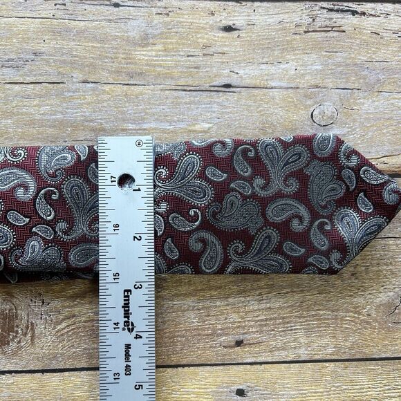 Croft & Barrow One Size Mens Tie Maroon and Gray 56”x 3” - Picture 8 of 11